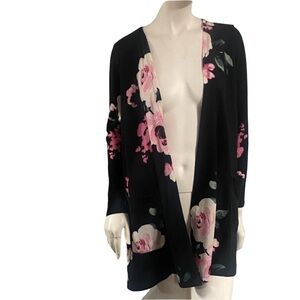 LulaRoe Floral Black Kimono Cardigan Size Medium
